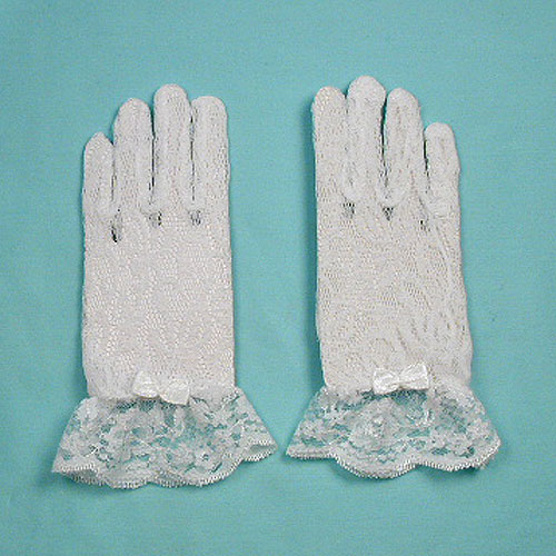 Lace Wrist Gloves with Ruffle and Bow for Children Ages 0-3, a fashion accessorie - Evening Elegance