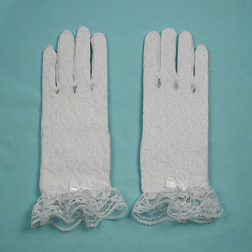 Lace Wrist Gloves with Ruffle and Bow for Children Ages 3-7, a fashion accessorie - Evening Elegance