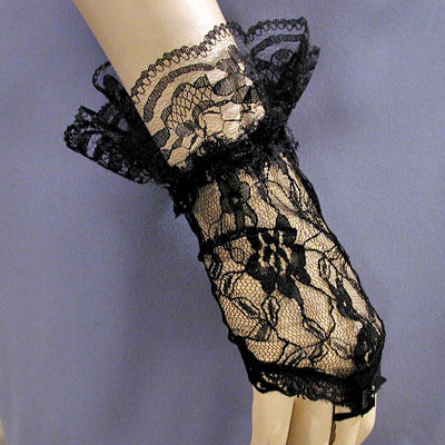 Lace Fingerless Wrist Ruffle Gloves, a fashion accessorie - Evening Elegance