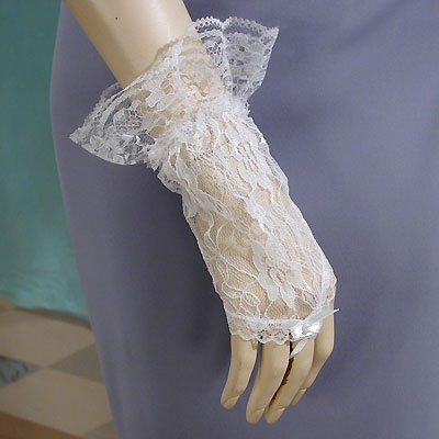 Lace Fingerless Wrist Ruffle Gloves, a fashion accessorie - Evening Elegance