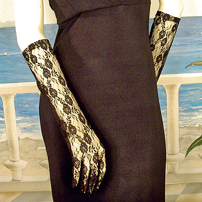 Below the Elbow Lace Gloves, a fashion accessorie - Evening Elegance