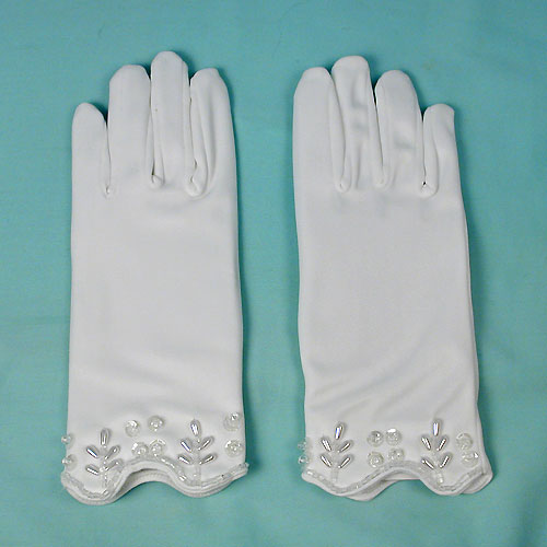 Satin Beaded and Sequined Gloves for Children Ages 4-7, a fashion accessorie - Evening Elegance