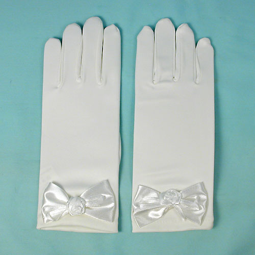 Matte Satin Gloves with Bow  for Children Ages 7-14, a fashion accessorie - Evening Elegance