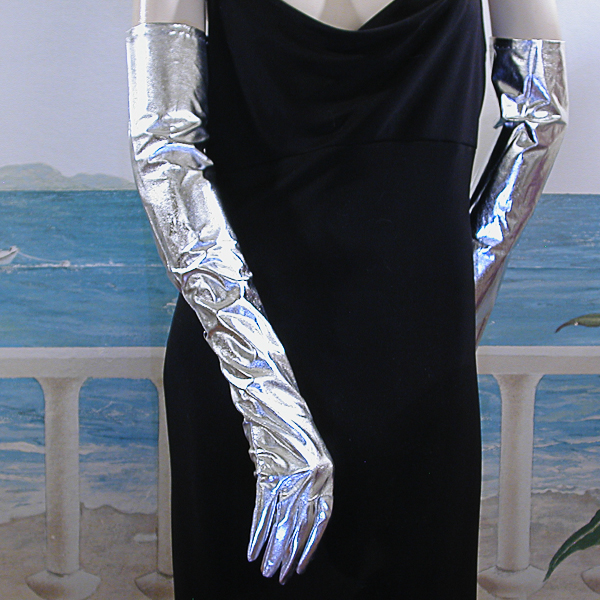 Opera Length Metallic Gloves, a fashion accessorie - Evening Elegance