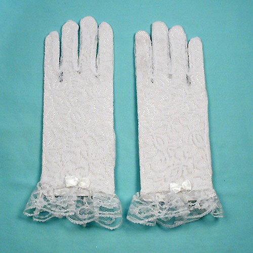 Lace Wrist Gloves with Ruffle for Children Ages 8-12, a fashion accessorie - Evening Elegance