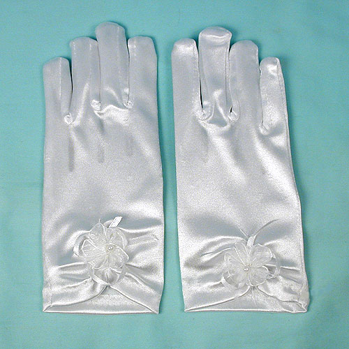 Satin Wrist Gloves with Decoration for Children Ages 3-6, a fashion accessorie - Evening Elegance