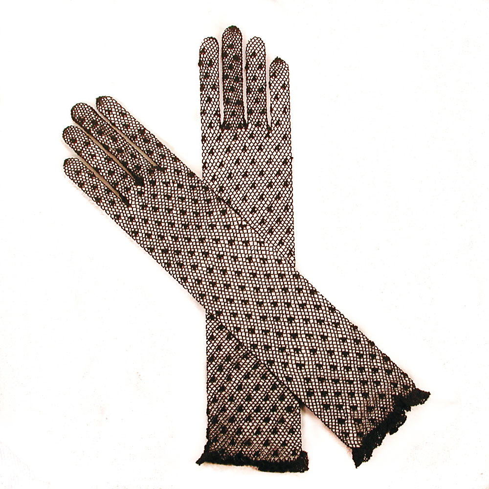 Dotted Swiss Long Gloves for Sizes 7-14, a fashion accessorie - Evening Elegance