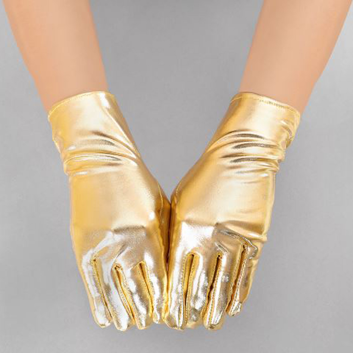 Metallic Shortie Gloves, a fashion accessorie - Evening Elegance