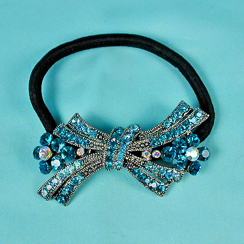 Crystal Rhinestone Ponytail Bob in Flower Deign, a fashion accessorie - Evening Elegance