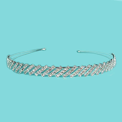 Clear Crystal Rhinestone Headband in a Diagonal Design, a fashion accessorie - Evening Elegance