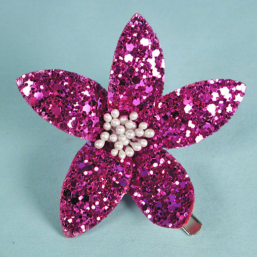 Glitter Flower Hair Clips with Wired Petals, a fashion accessorie - Evening Elegance