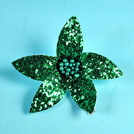 Glitter Flower Hair Clips with Wired Petals, a fashion accessorie - Evening Elegance