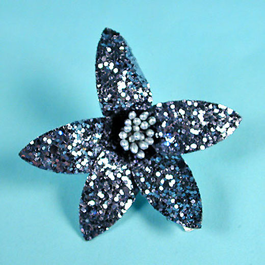 Glitter Flower Hair Clips with Wired Petals, a fashion accessorie - Evening Elegance