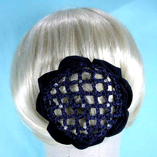 Rhinestone Studded Hair Bun Snood with Claws, a fashion accessorie - Evening Elegance