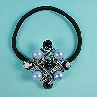 Rhinestone and pearl ponytail holder 