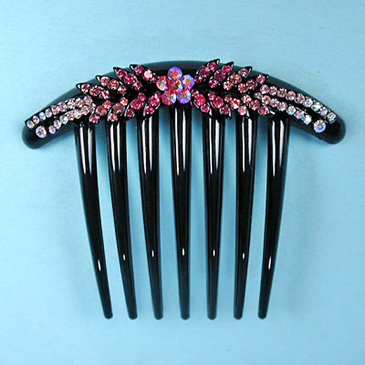 Large Comb with Colored Rhinestones, a fashion accessorie - Evening Elegance