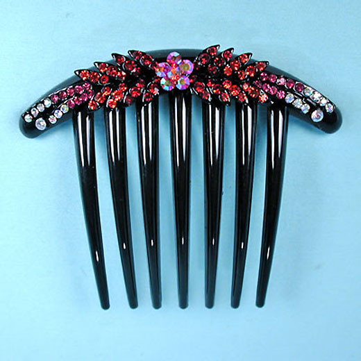 Large Comb with Colored Rhinestones, a fashion accessorie - Evening Elegance