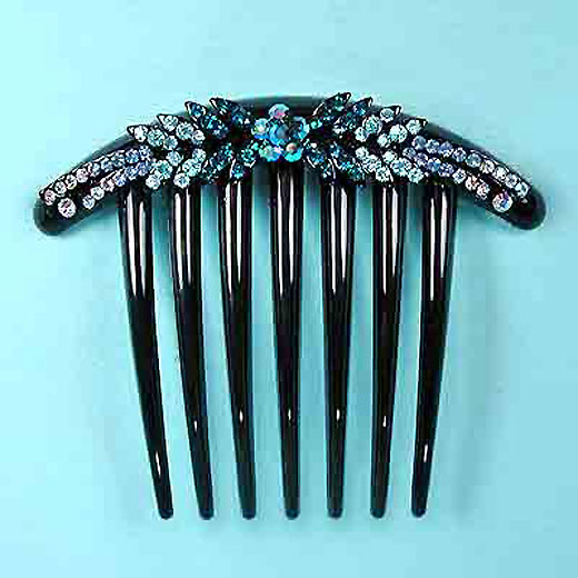 Large Comb with Colored Rhinestones, a fashion accessorie - Evening Elegance