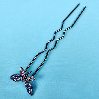 Long Hairpin with Crystal Rhinestone Butterfly, a fashion accessorie - Evening Elegance