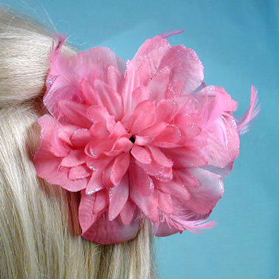 Flower and Feather Hair Claw, a fashion accessories - Evening Elegance