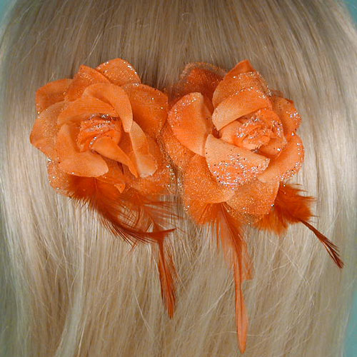 Set of Two Silk Flower Hair Clips, a fashion accessorie - Evening Elegance