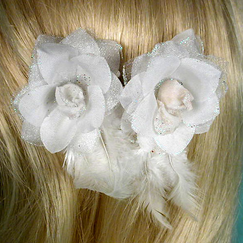 Set of Two Silk Flower Hair Clips, a fashion accessorie - Evening Elegance