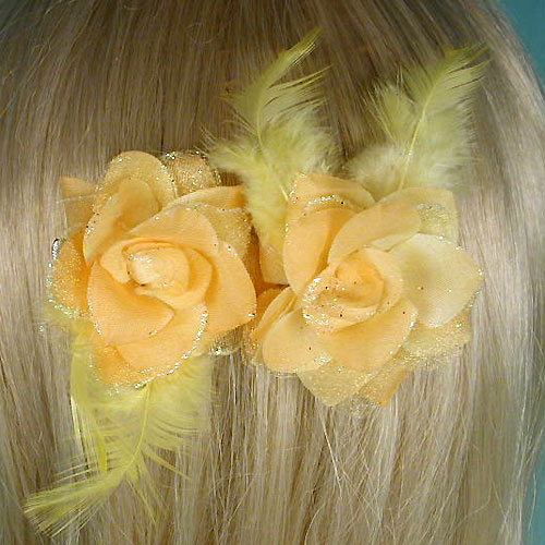 Set of Two Silk Flower Hair Clips, a fashion accessorie - Evening Elegance