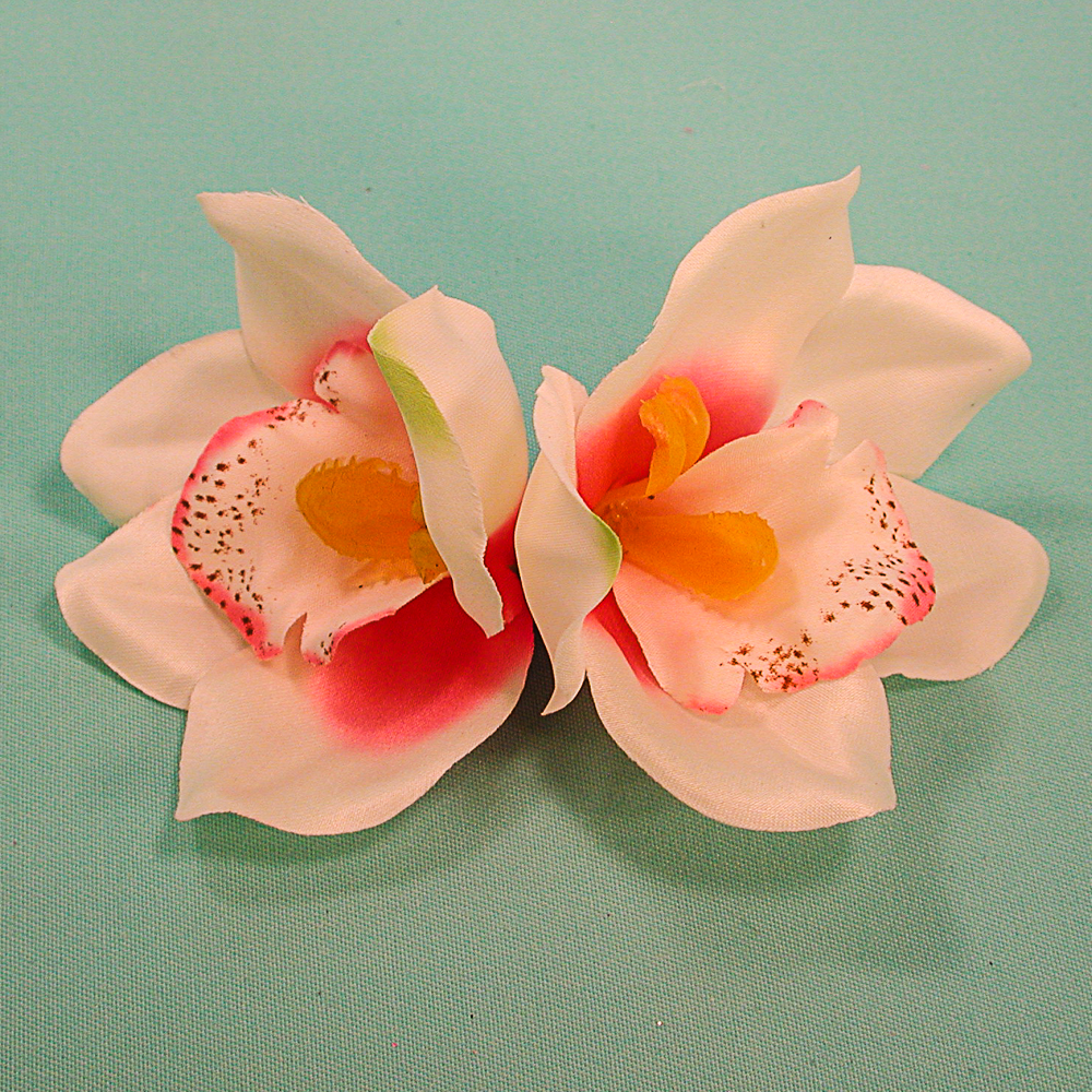 Double Orchid Flower Hair Clips, a fashion accessorie - Evening Elegance