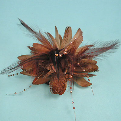 Large Ponytail Flower and Feather Holder, a fashion accessorie - Evening Elegance