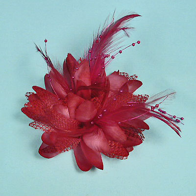 Large Ponytail Flower and Feather Holder, a fashion accessorie - Evening Elegance