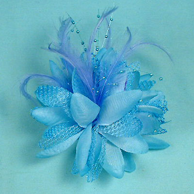 Large Ponytail Flower and Feather Holder, a fashion accessorie - Evening Elegance