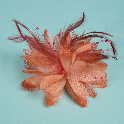 Large Ponytail Flower and Feather Holder, a fashion accessorie - Evening Elegance