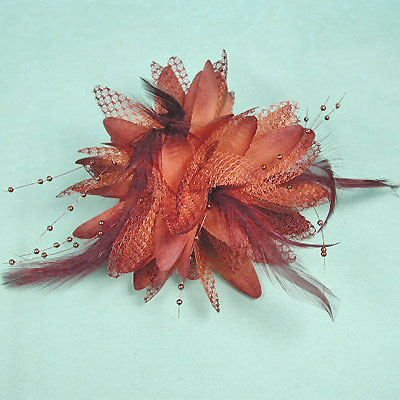 Large Ponytail Flower and Feather Holder, a fashion accessorie - Evening Elegance