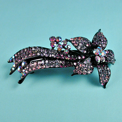 Crystal Rhinestone Flower Barrette, a fashion accessorie - Evening Elegance