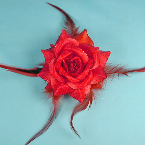 Rose Glitter Flower Clip and Ponytail Elastic, a fashion accessorie - Evening Elegance
