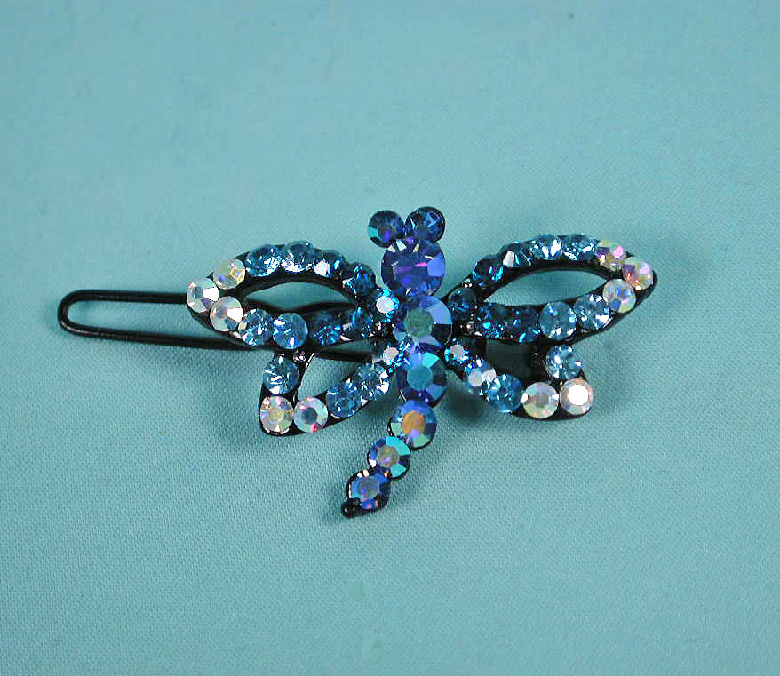 Crystal Rhinestone Dragon Fly Barrettes, a fashion accessorie - Evening Elegance