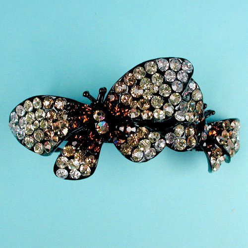 Crystal Rhinestone Butterfly Barrette, a fashion accessorie - Evening Elegance
