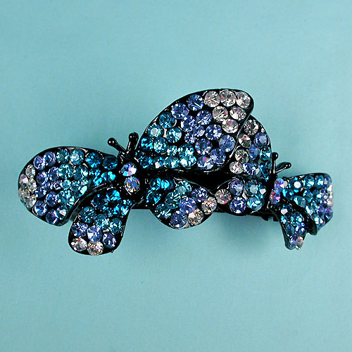 Crystal Rhinestone Butterfly Barrette, a fashion accessorie - Evening Elegance