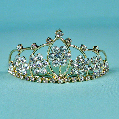 Gold Crown with Aurora Borealis Crystals, a fashion accessorie - Evening Elegance