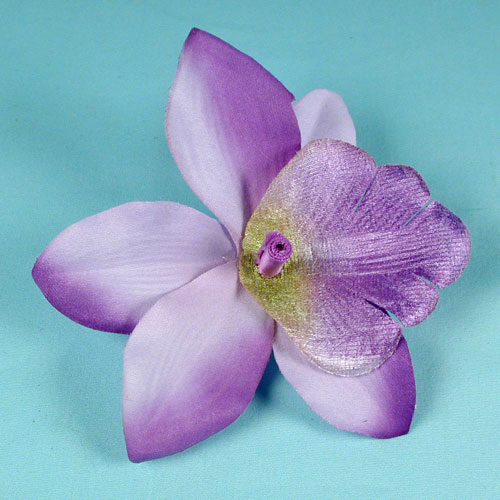 Large Fabric Orchid Flower Clip, a fashion accessorie - Evening Elegance