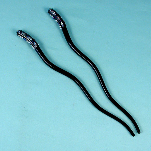 Rhinestone Curved Hair Sticks, a fashion accessorie - Evening Elegance