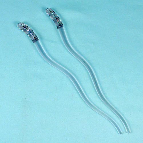 Rhinestone Curved Hair Sticks, a fashion accessorie - Evening Elegance