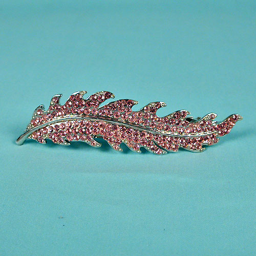 Long Pav? Rhinestone Leaf Barrette, a fashion accessorie - Evening Elegance