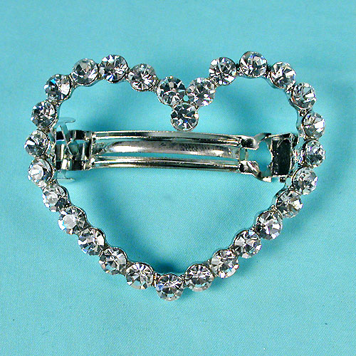 Large Heart Shaped Rhinestone Barrette, a fashion accessorie - Evening Elegance