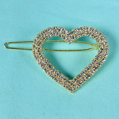 Heart Barrette with Crystal Rhinestones, a fashion accessorie - Evening Elegance