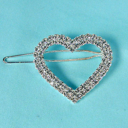 Heart Barrette with Crystal Rhinestones, a fashion accessorie - Evening Elegance