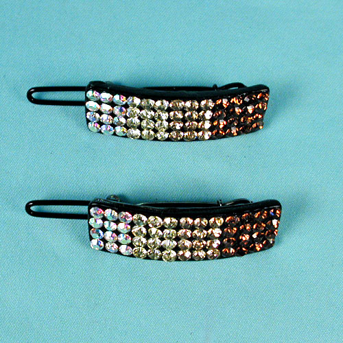 Set of Two Small Crystal Rhinestone Barrettes, a fashion accessorie - Evening Elegance