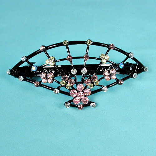 Fan Barrette with Crystal Rhinestones, a fashion accessorie - Evening Elegance