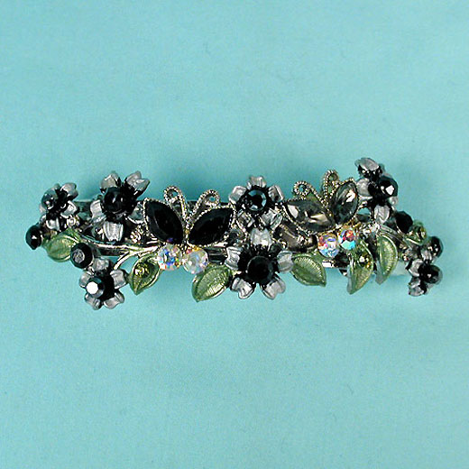 Flower Barrette with Rhinestones, a fashion accessorie - Evening Elegance