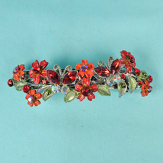 Flower Barrette with Rhinestones, a fashion accessorie - Evening Elegance